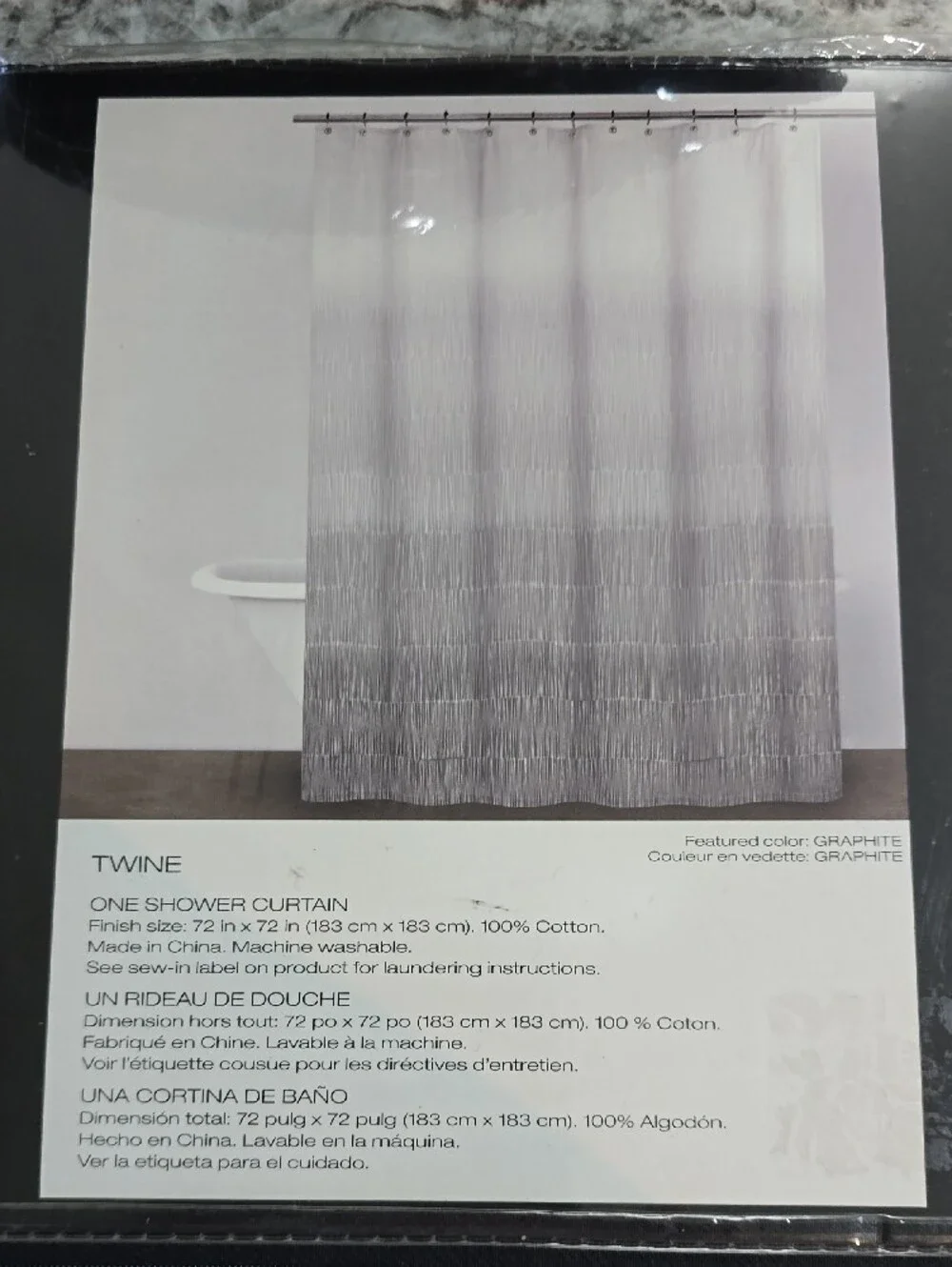 DKNY Graphite and Ombre Shower Curtain From The Twine Collection